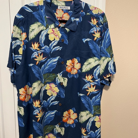 Tommy Bahama Other - Tommy Bahama Men's Navy and Orange Floral Shirt